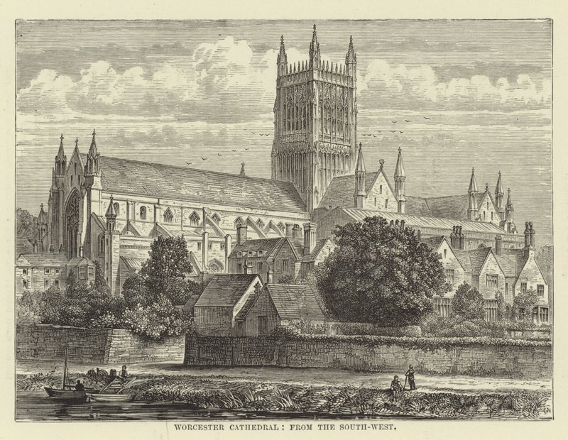 Worcester Kathedrale, von Südwesten von English School