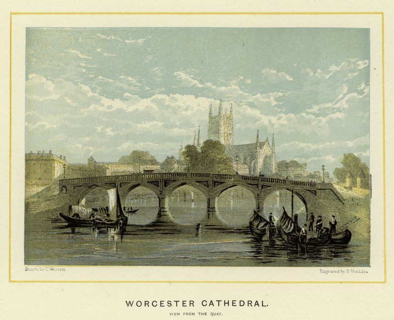 Worcester Kathedrale, Ansicht vom Kai von English School