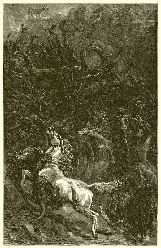 Der Esel und der Löwe auf der Jagd von Ernest Henry Griset