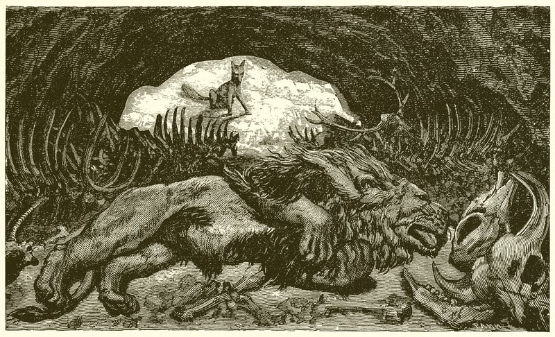 Der Fuchs und der kranke Löwe von Ernest Henry Griset