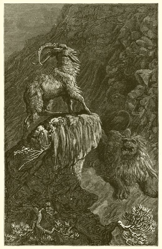 Die Ziege und der Löwe von Ernest Henry Griset