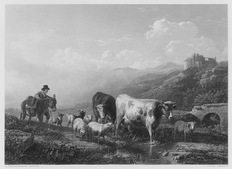 Den Bach überqueren von Eugene Joseph Verboeckhoven