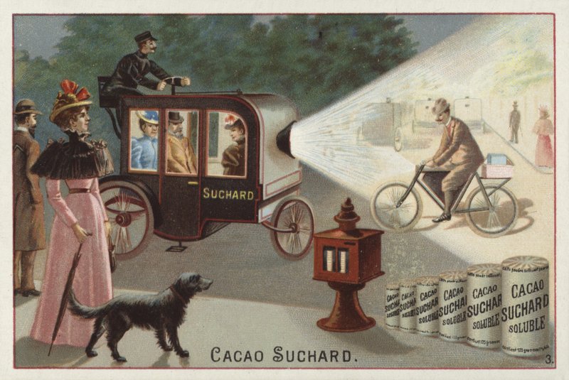 Motorwagen mit starkem Scheinwerfer von European School