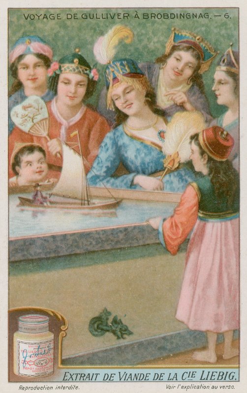 Gulliver in einem Spielzeugboot von European School