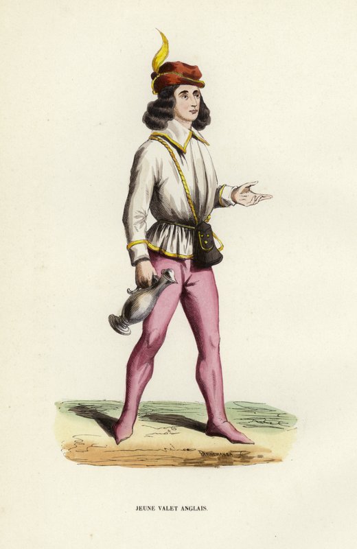 Junger englischer Diener (farbiger Stich) von European School