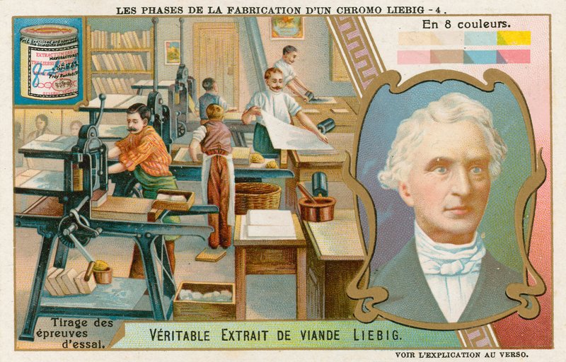 Herstellung einer Liebig-Chromolithographie von European School