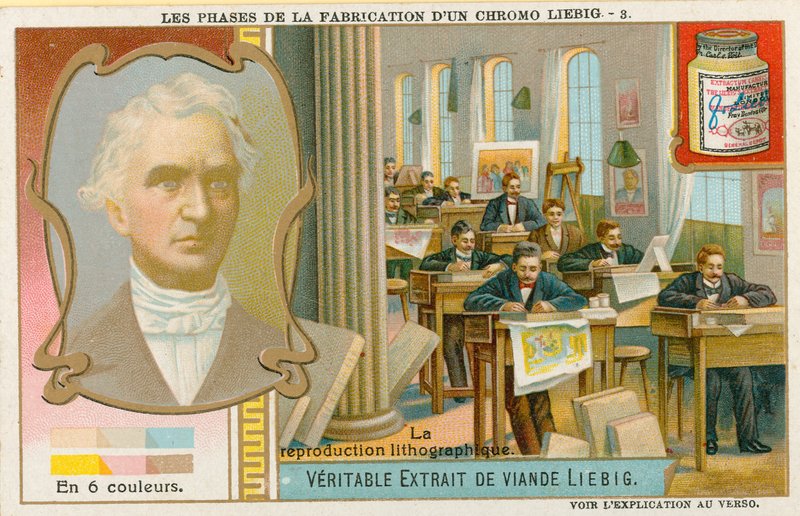 Herstellung einer Liebig-Chromolithographie von European School