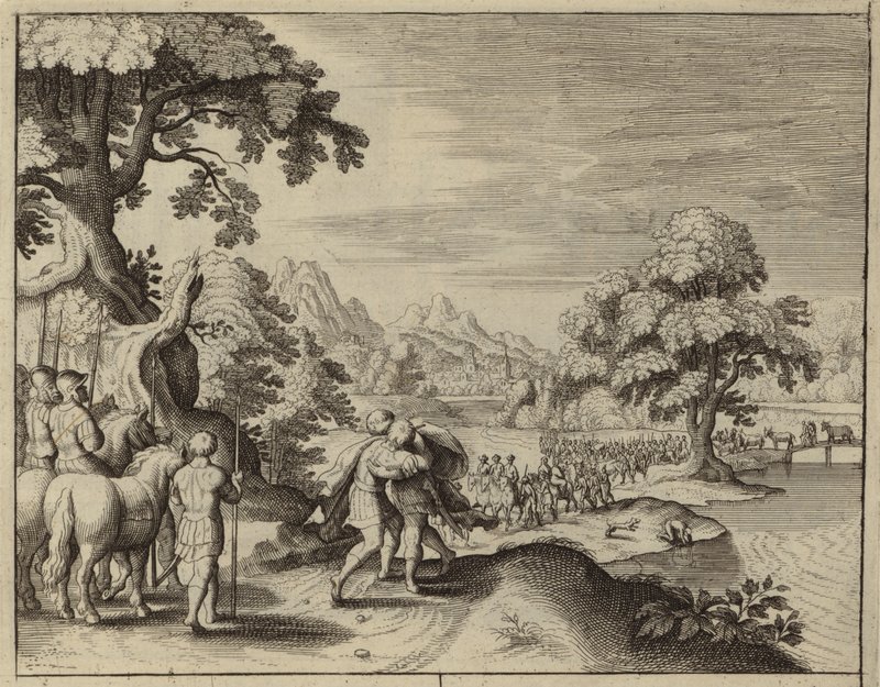 Versöhnung von Jakob und Esau (Gravur) von European School