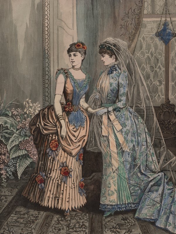 Zwei Frauen in viktorianischer Kleidung von European School