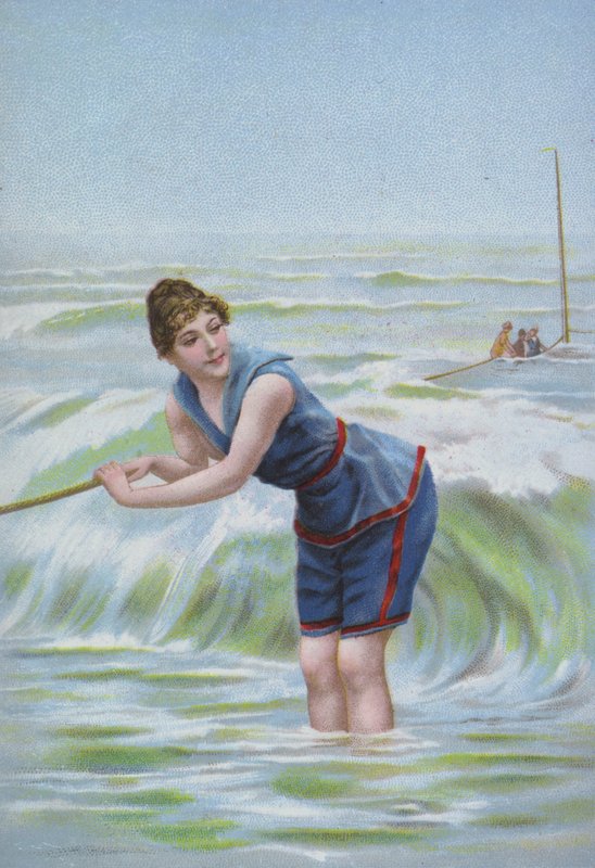 Frau badet am Meer von European School