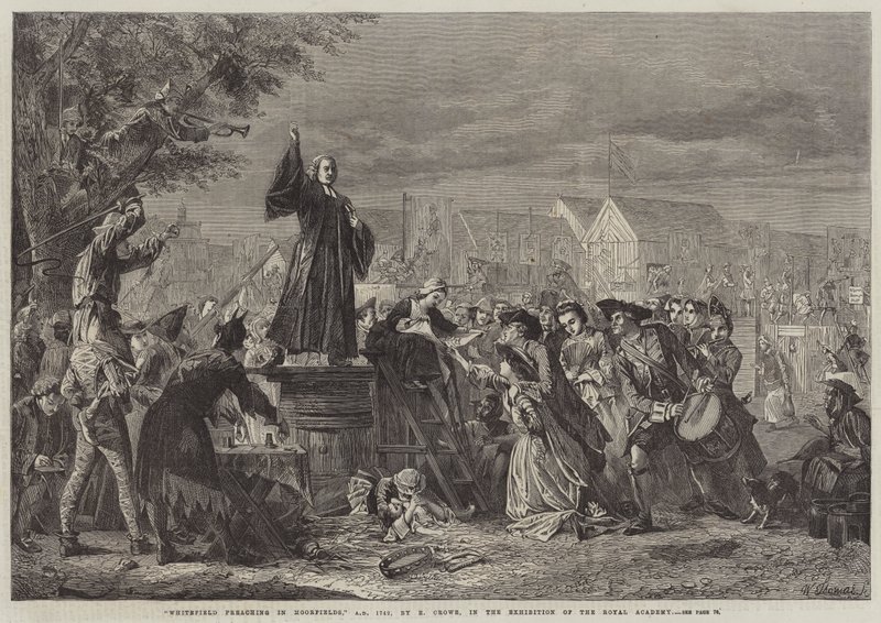 Whitefield predigt in Moorfields, 1742 von Eyre Crowe