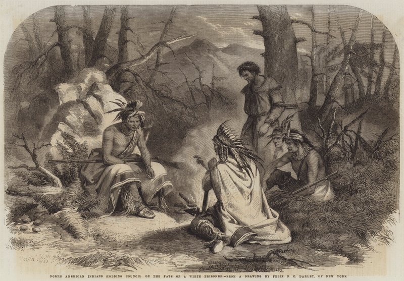 Nordamerikanische Indianer halten Rat über das Schicksal eines weißen Gefangenen von Felix Octavius Carr Darley