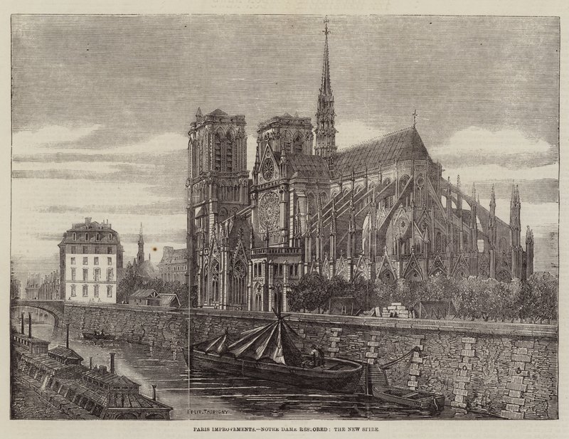 Pariser Verbesserungen, Notre Dame restauriert, der neue Turm von Felix Thorigny