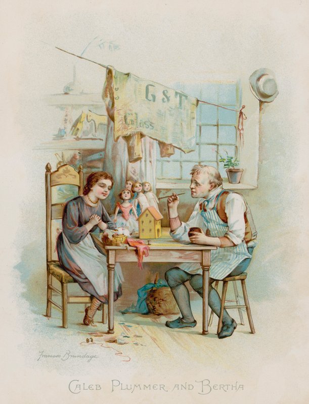 Caleb Plummer und Bertha (Chromolithografie) von Frances Brundage