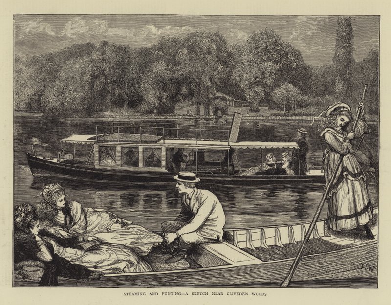Dampfen und Staken, eine Skizze in der Nähe von Cliveden Woods von Francis S. Walker