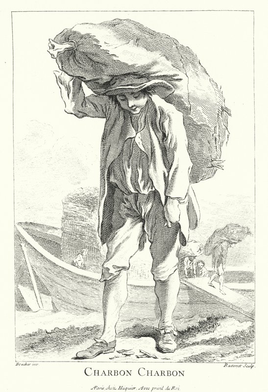 Kohlenhändler (Gravur) von Francois (after) Boucher
