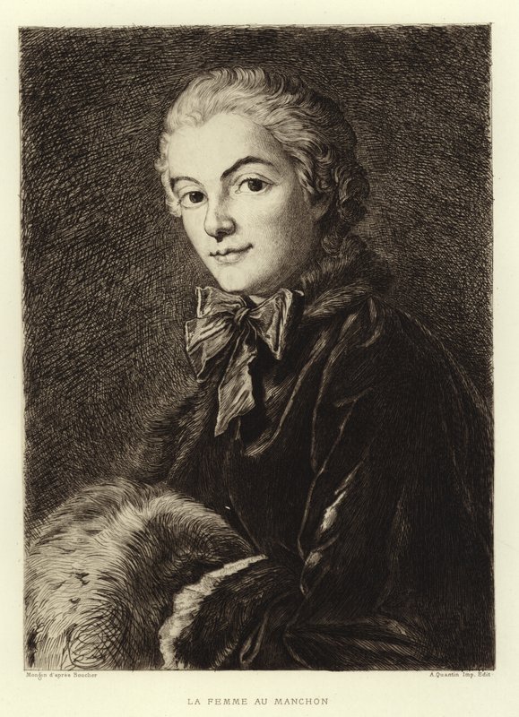 Die Frau mit dem Muff (Gravur) von Francois (after) Boucher