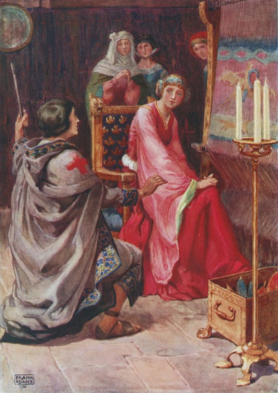 Der Pilger und die Königin, aus The Staff and Scrip von Dante G. Rossetti von Frank Adams