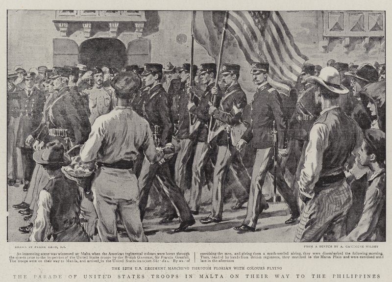 Die Parade der US-Truppen in Malta auf dem Weg zu den Philippinen von Frank Dadd