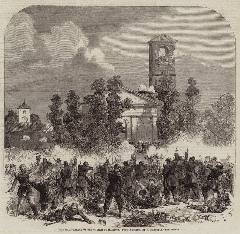 Der Krieg, Angriff auf die Kirche von Magenta von Frank Vizetelly
