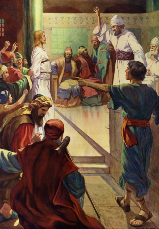 Jesus vor Kaiphas von Frank Adams
