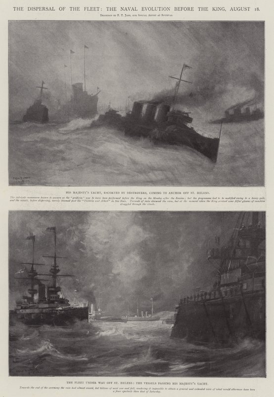 Die Zerstreuung der Flotte, die Marineentwicklung vor dem König, 18. August von Fred T. Jane