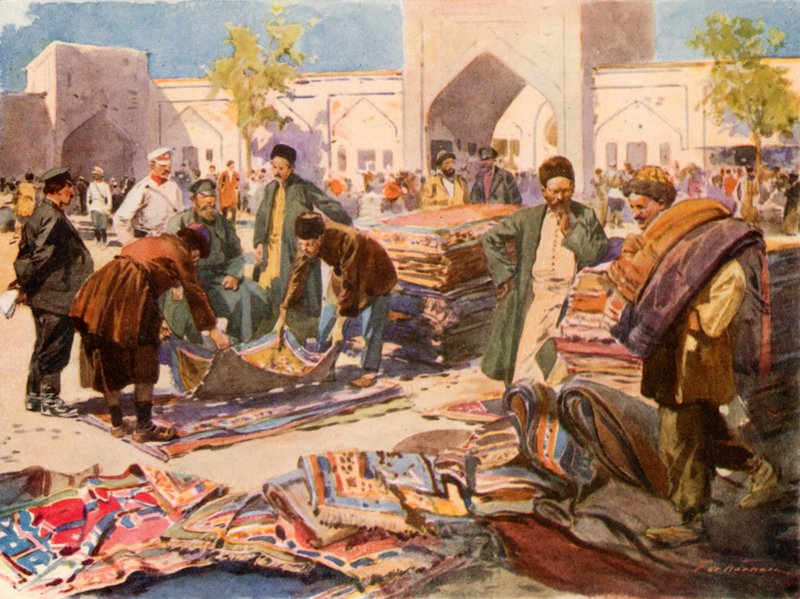 Ein Teppichmarkt in Astrachan von Frederic de Haenen