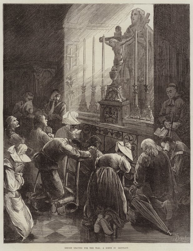 Vor dem Aufbruch in den Krieg, eine Szene in der Bretagne von Frederick Barnard