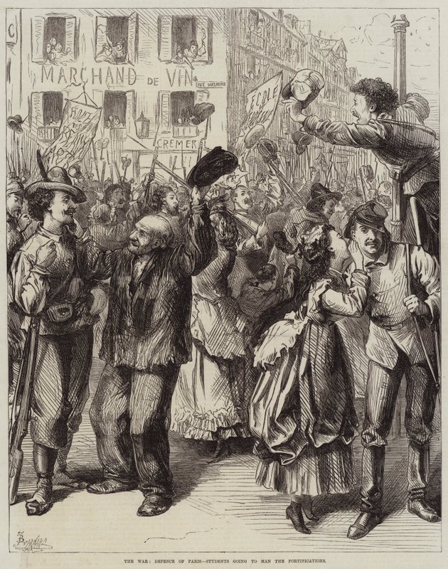 Der Krieg, Verteidigung von Paris, Studenten gehen zur Befestigung von Frederick Barnard