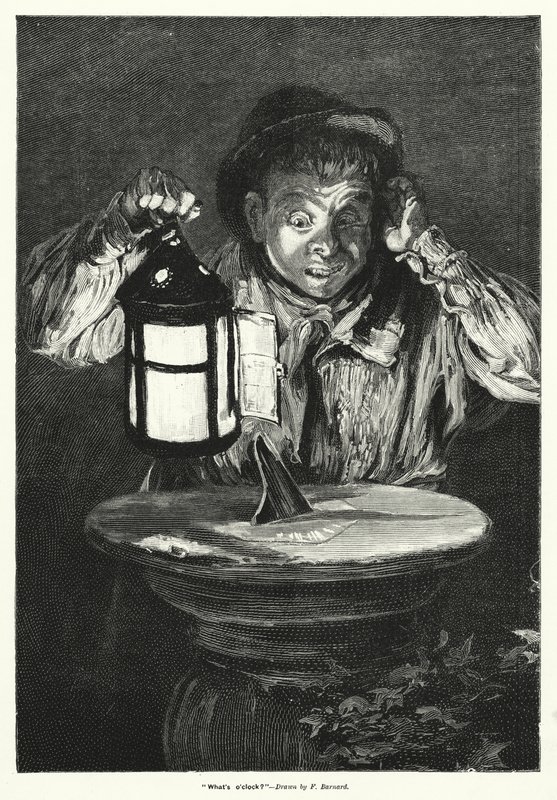 "Wie spät ist es?" (Stich) von Frederick (after) Barnard