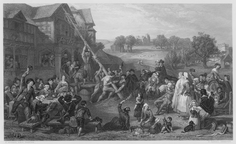 Aufstellen des Maibaums (Gravur) von Frederick (after) Goodall