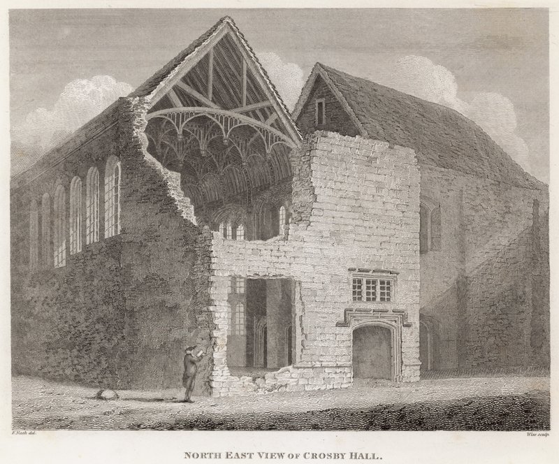 Nordostansicht von Crosby Hall von Frederick Nash