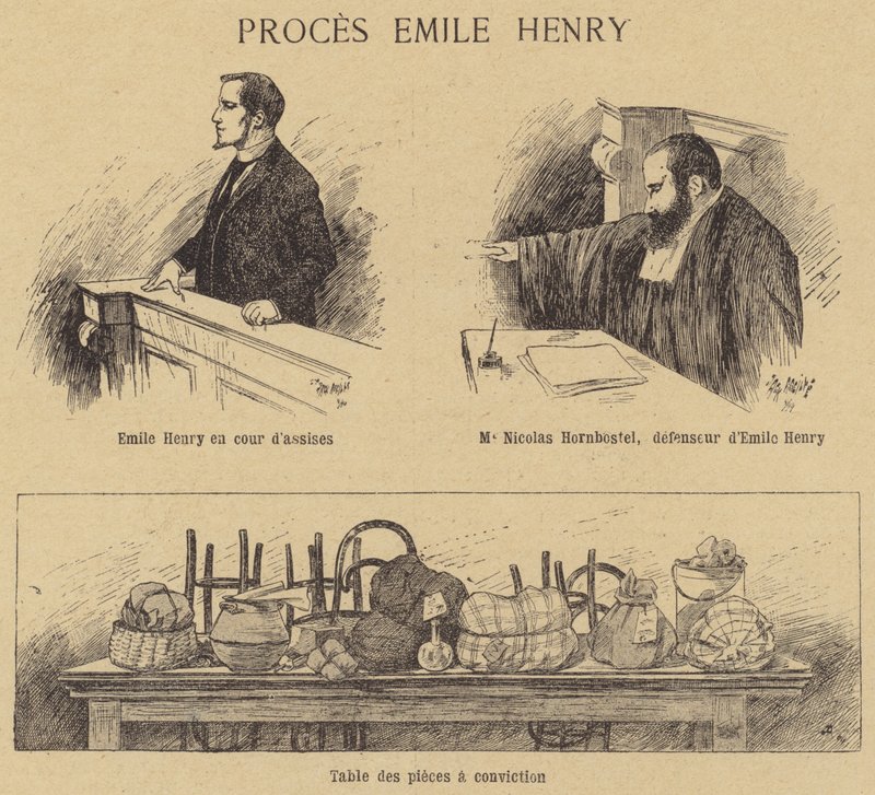 Prozess gegen den anarchistischen Bombenleger Emile Henry von French School