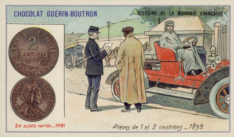 1- und 2-Centimes-Stücke von French School