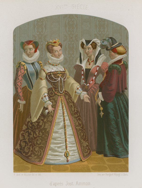 Eine Gruppe gut gekleideter Frauen von French School