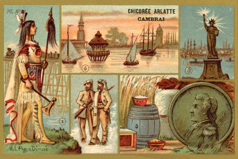 Amerika (Chromolitho) von French School