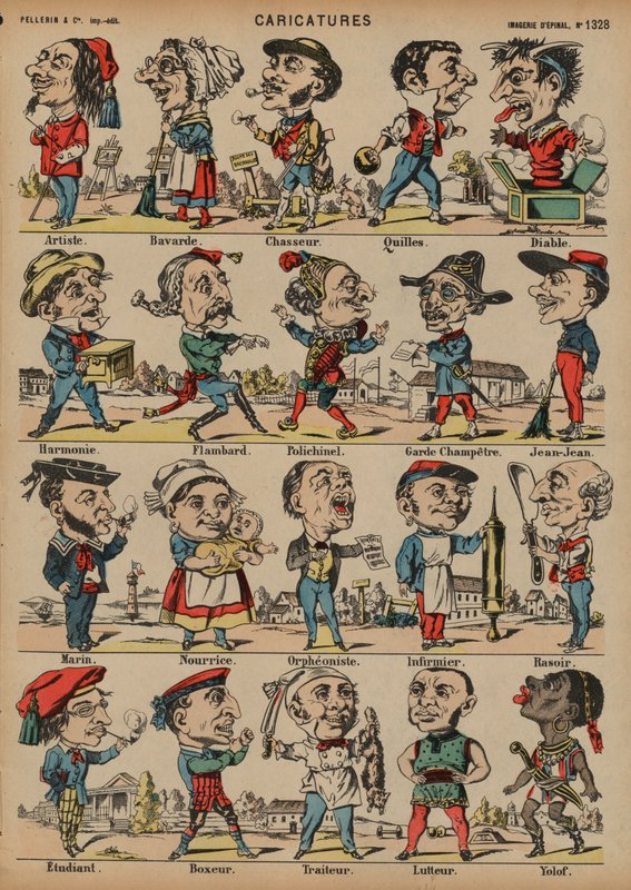 Karikaturen (Farbstich) von French School