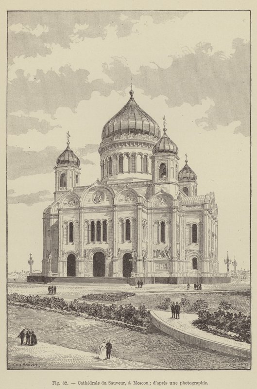 Erlöserkathedrale in Moskau (Stich) von French School