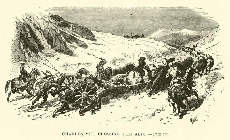 Karl VIII überquert die Alpen von French School