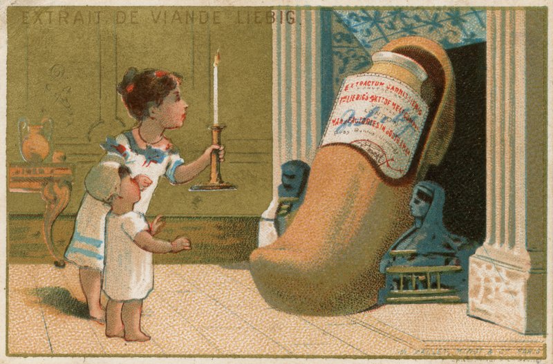 Kinder untersuchen Schuh mit Liebig-Extrakt von French School