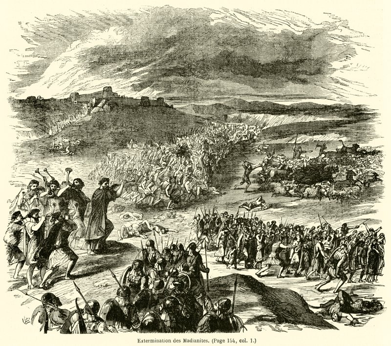 Ausrottung der Midianiter (Gravur) von French School