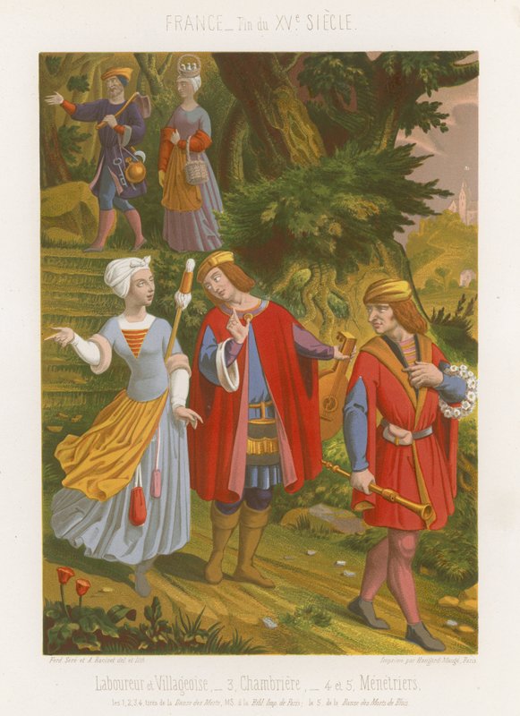 Bauer und Dorfbewohner, Kammerzofe und Musiker von French School