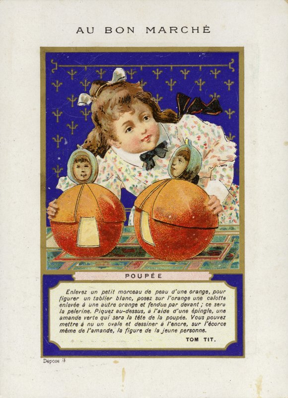 Mädchen spielt mit Rollpuppen, Poupee von French School