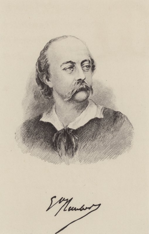 Gustave Flaubert, französischer Romanautor (Gravur) von French School