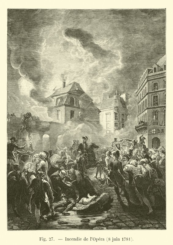 Brand der Oper, 8. Juni 1781 von French School