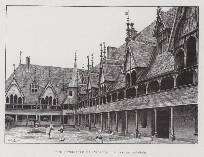 Innenhof der Hospices de Beaune von French School