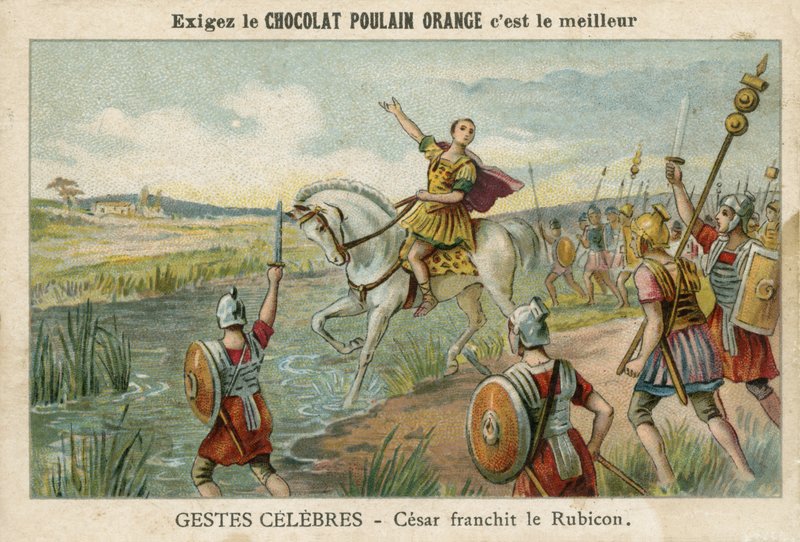 Julius Caesar überquert den Rubikon, 49 v. Chr. von French School