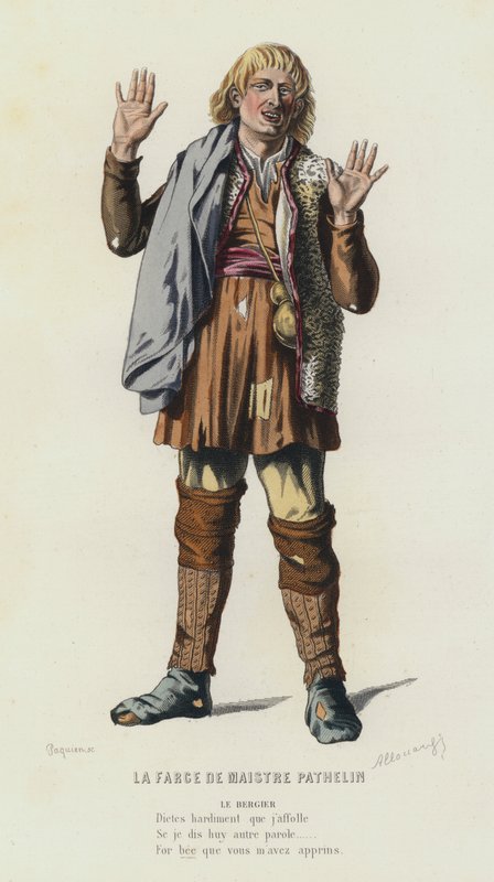 La Farce De Maistre Pathelin (farbiger Stich) von French School