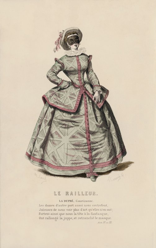 Le Railleur, La Dupre, Kurtisane (farbiger Stich) von French School