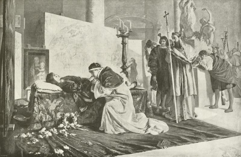 Leo X. am Sarg von Raffael (Gravur) von French School